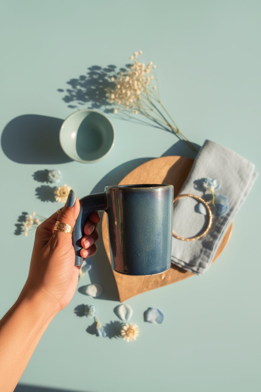 Glossy Hingle Handle Ceramic Mug – 300 mL (Set of 1)
