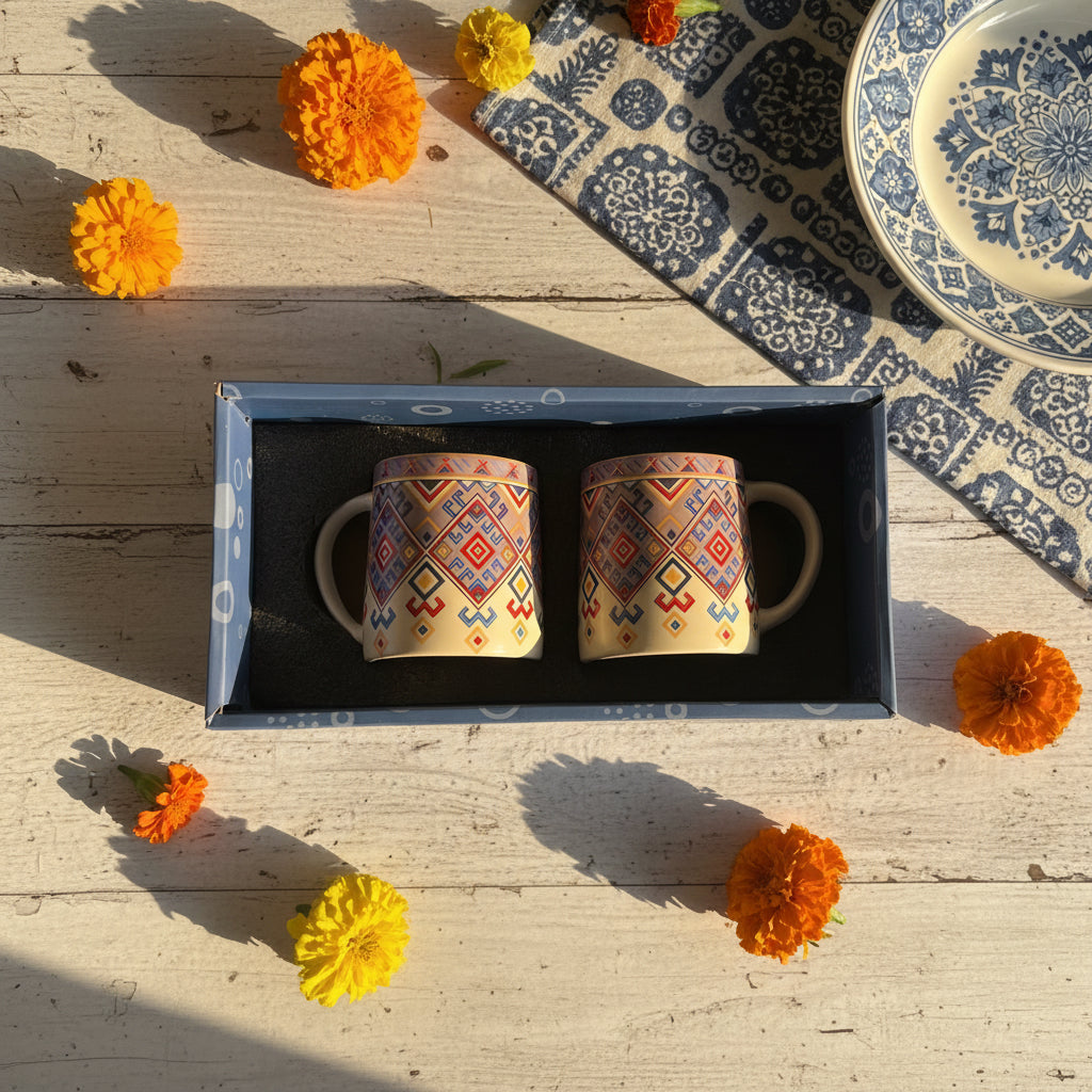 Heritage Carpet & Floral Mugs – 300 mL (Set of 1)