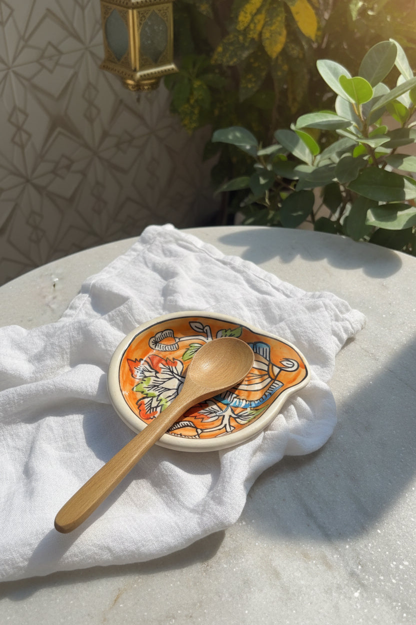 Ceramic Spoon Rest – 4 Hand-Painted Designs (Set of 1)