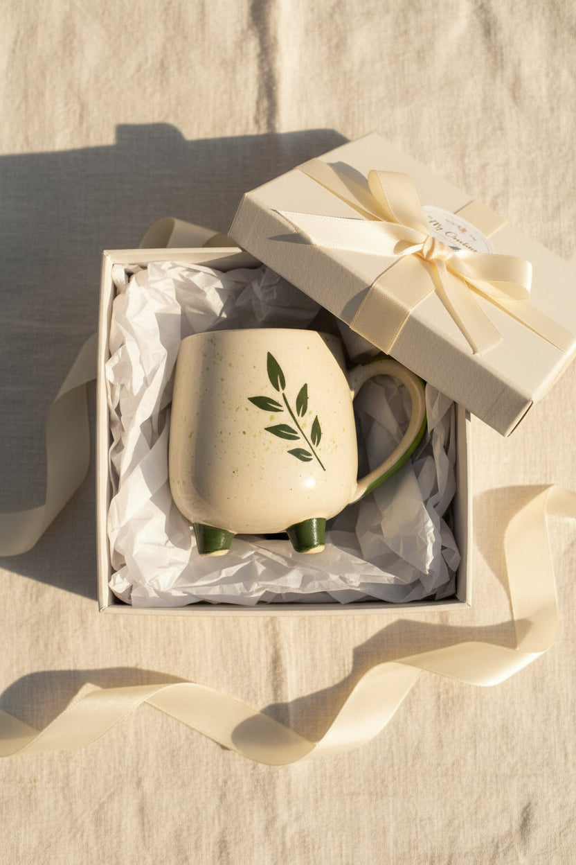 Heart & Leaf Ceramic Mug (Set of 1)