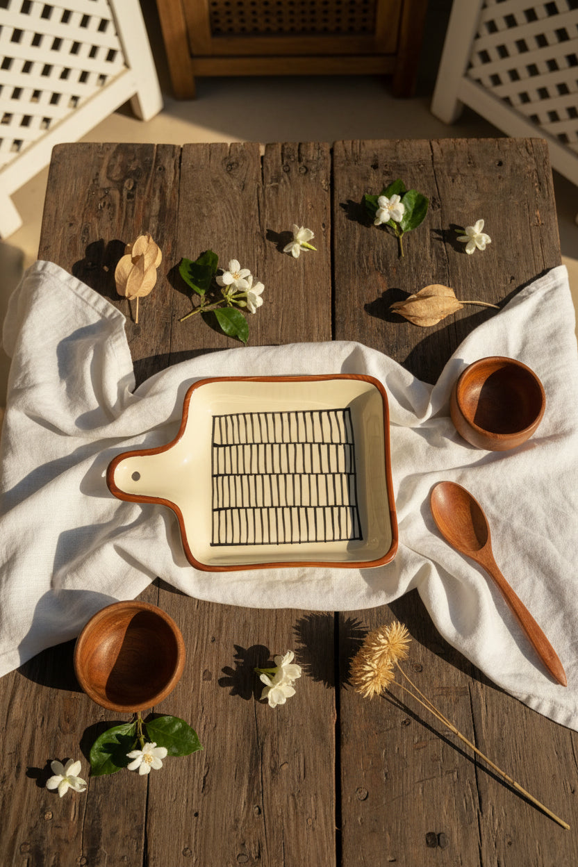 Handcrafted Ceramic Pan Platter Collection ( Set of 1 )