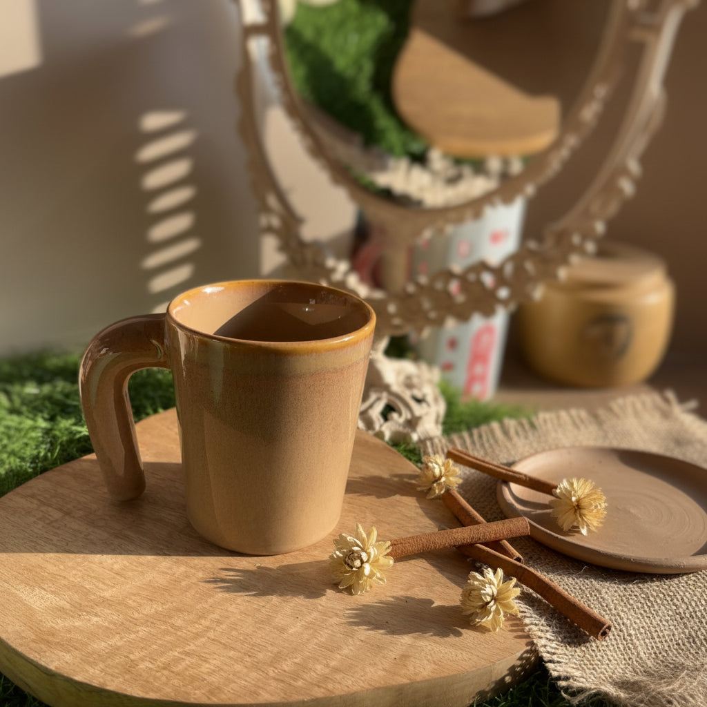 Glossy Hingle Handle Ceramic Mug – 300 mL (Set of 1)