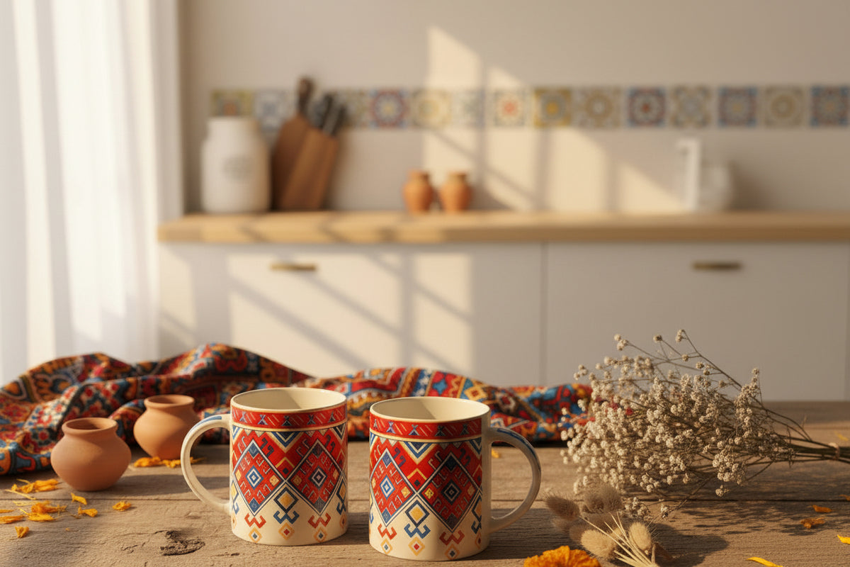 Heritage Carpet & Floral Mugs – 300 mL (Set of 1)