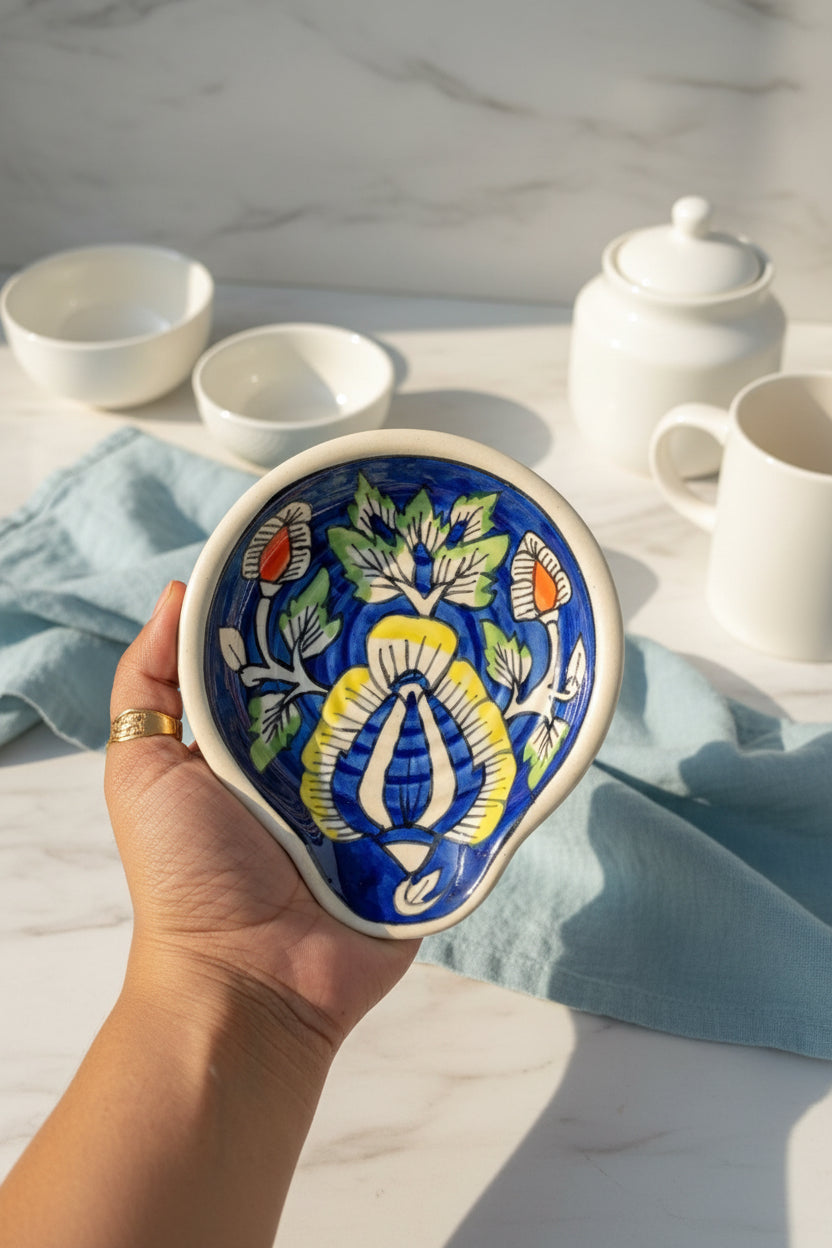 Ceramic Spoon Rest – 4 Hand-Painted Designs (Set of 1)