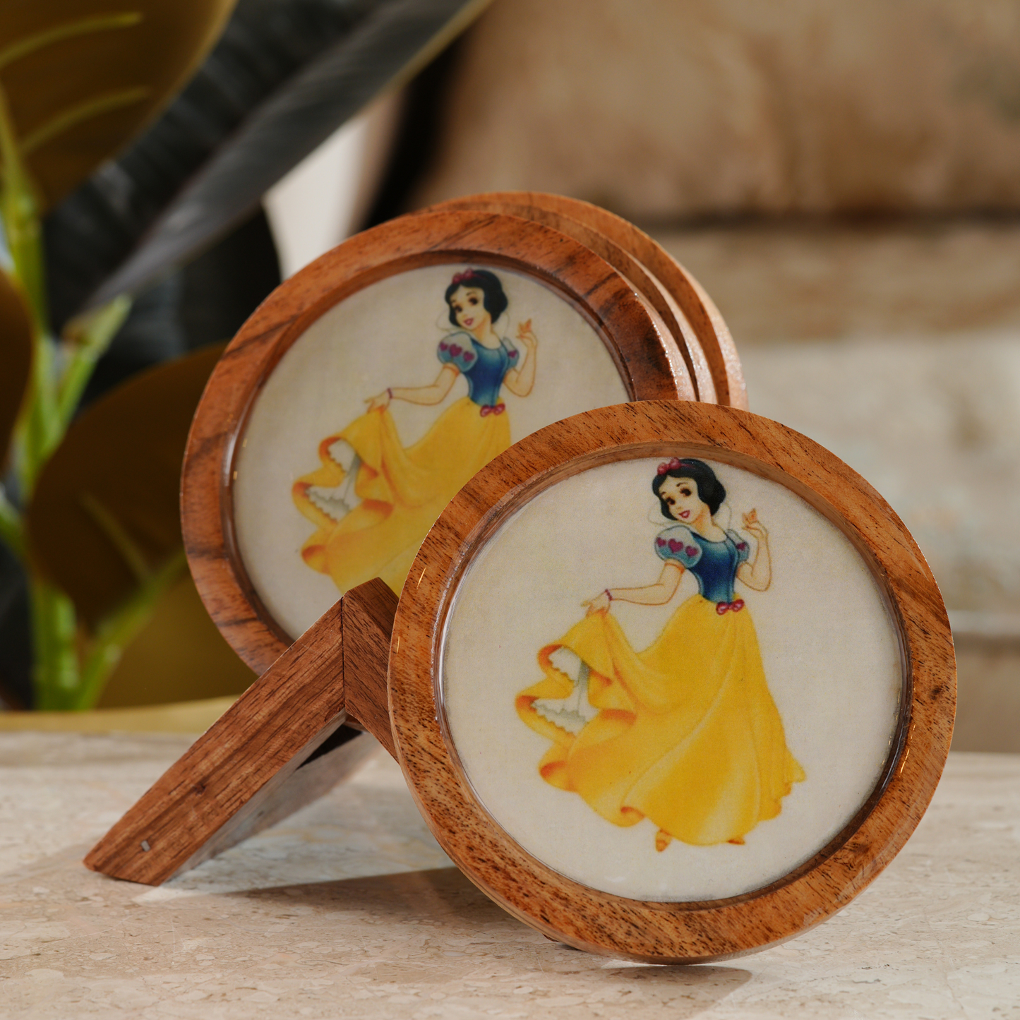 My Crockery Shop Wooden Tea Coaster- Set Of 4