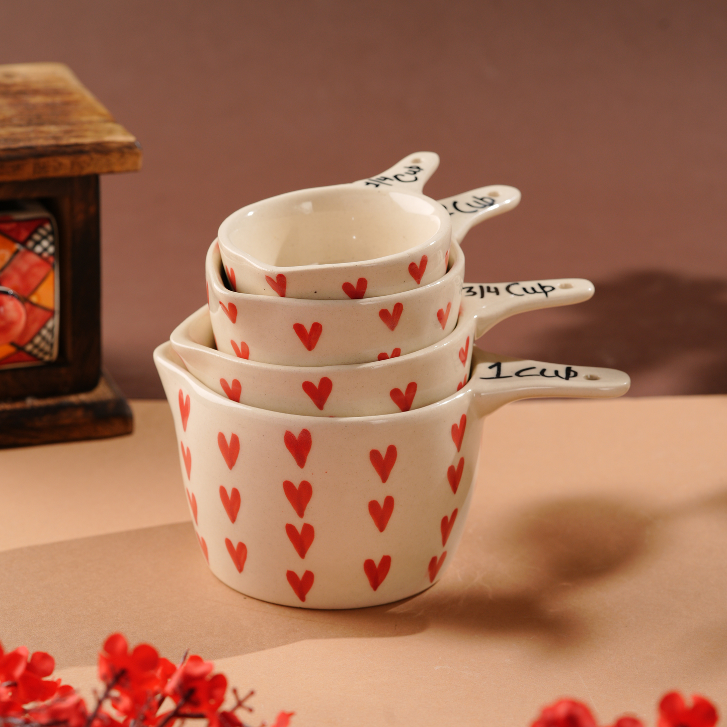 My Crockery Shop Measure with Love Ceramic Measuring Cups- Set of 4