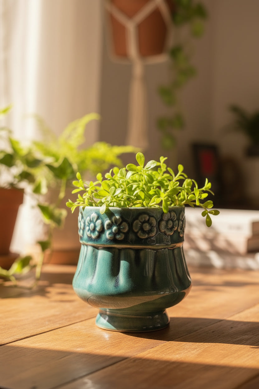 Embossed flower planter
