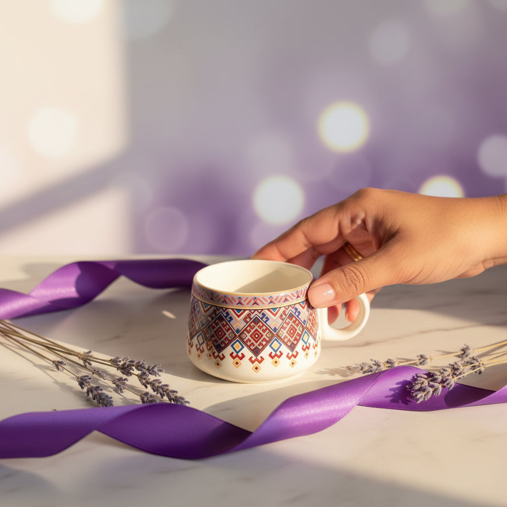 🌸 Multicolour & Floral Tea Cups – Set of 6