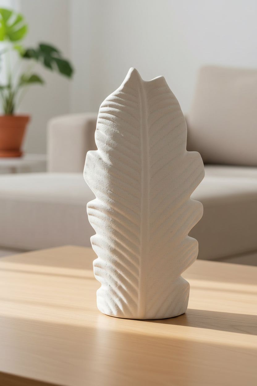 The "Folia" Embossed Ceramic Leaf Vase