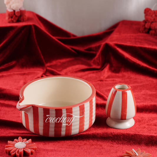 My Crockery Shop Ceramic Ribbed Matcha Cup