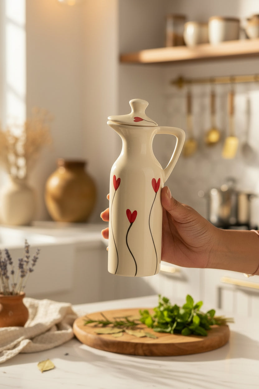 Love Collection Handcrafted Ceramic Oil Dispenser – 350 mL