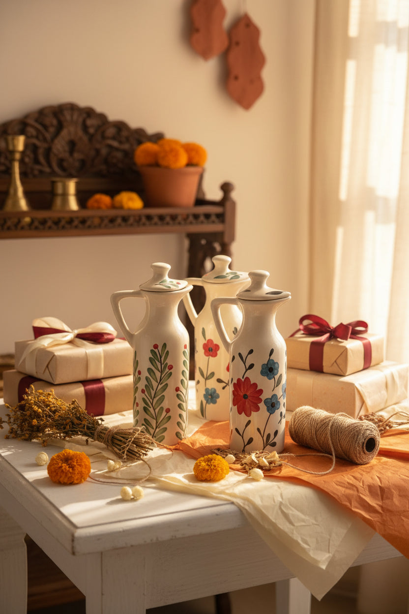 Handcrafted Ceramic Oil Dispenser – 350 mL
