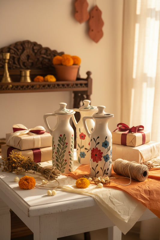 Handcrafted Ceramic Oil Dispenser – 350 mL