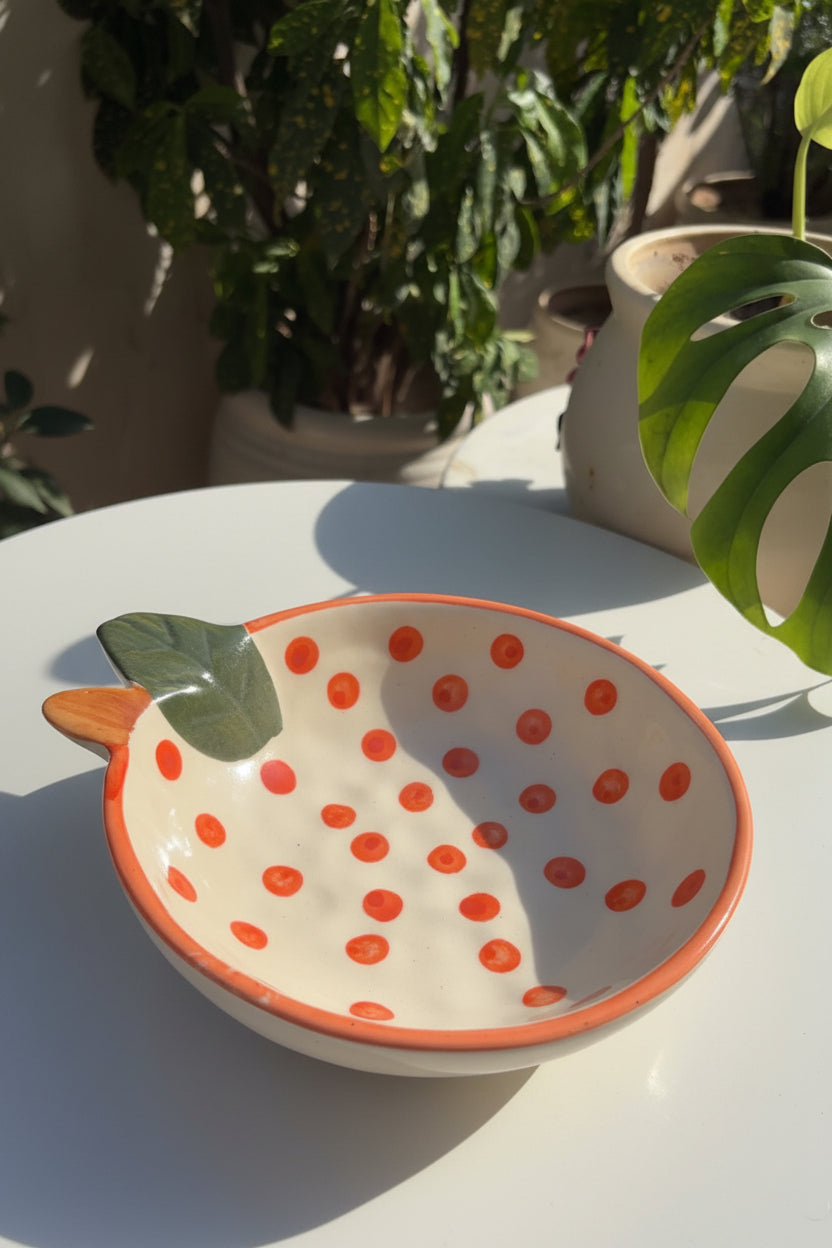 My Crockery Shop Orange and green polka bowl