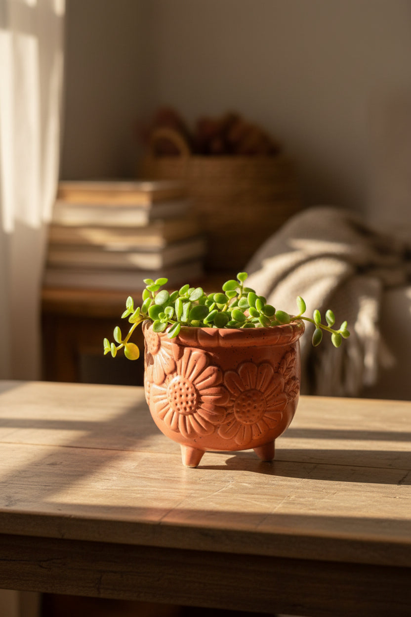 Embossed flower planter