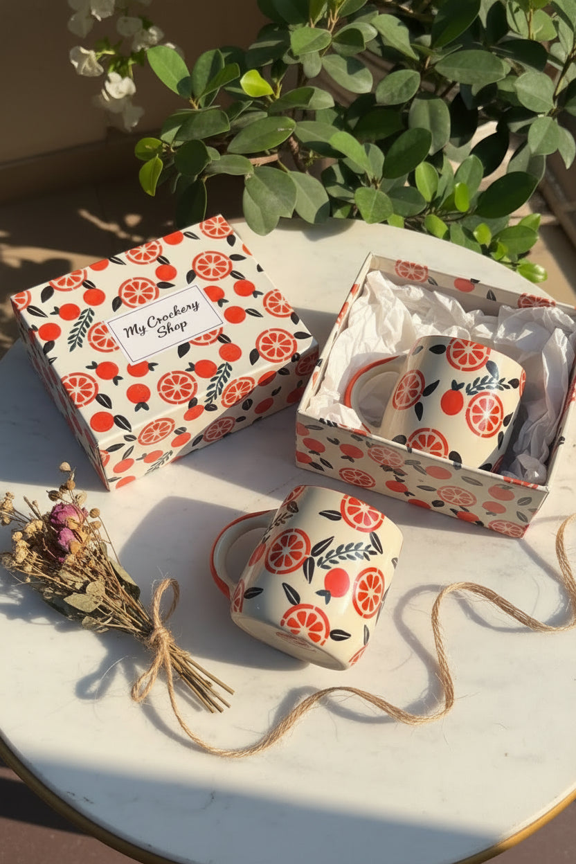 Sunny citrus ceramic mugs