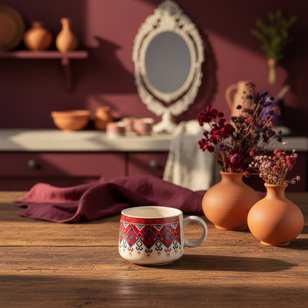 🌸 Multicolour & Floral Tea Cups – Set of 6