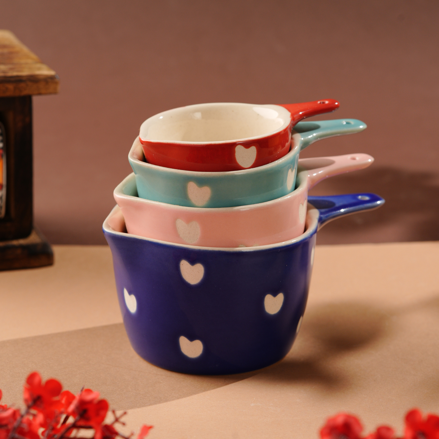 My Crockery Shop Measure with Love Ceramic Measuring Cups- Set of 4
