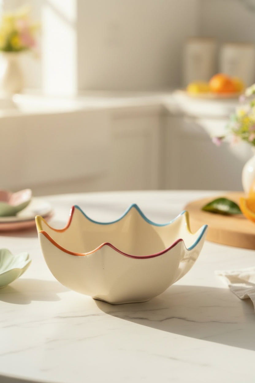 Umbrella bloom ceramic bowl ( Set of 1)