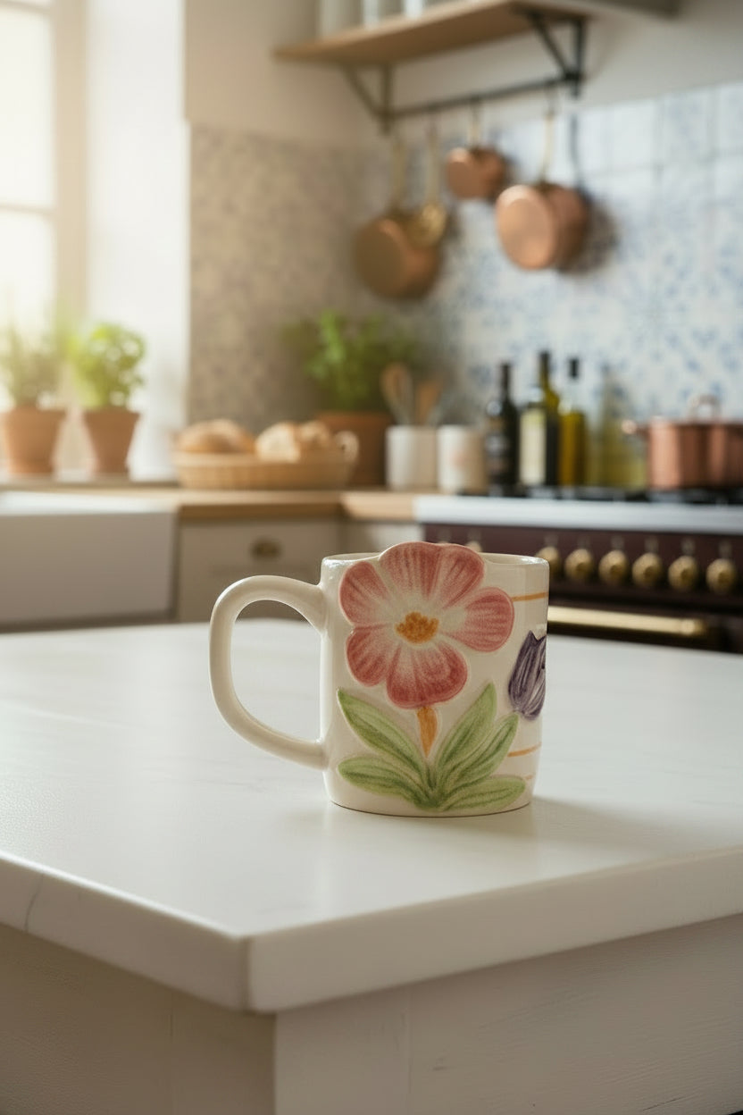 My Crockery shop Embossed floral mugs