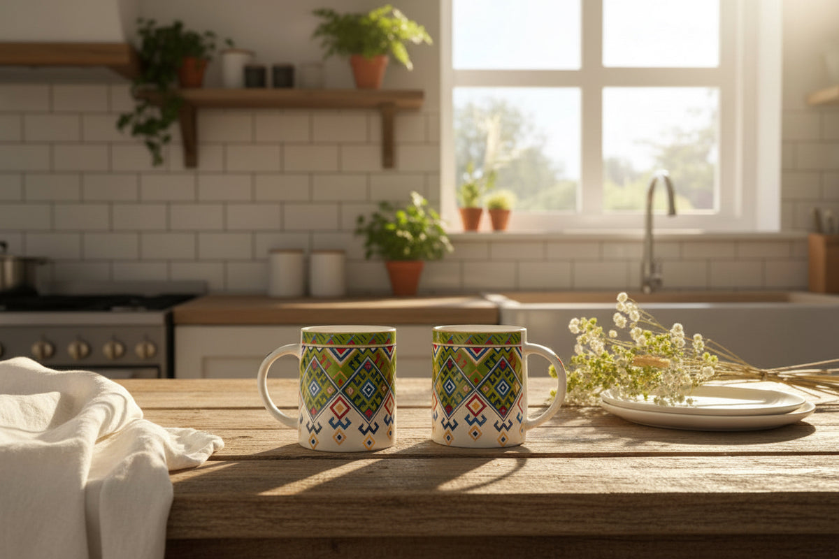 Heritage Carpet & Floral Mugs – 300 mL (Set of 1)
