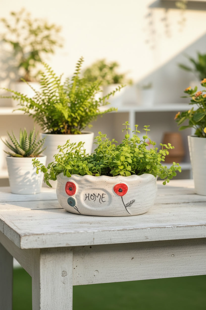 🏡 Home Bloom Wide Ceramic Planter