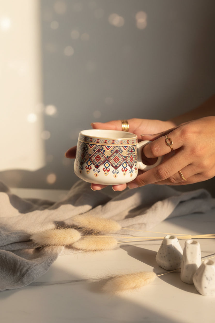 🌸 Multicolour & Floral Tea Cups – Set of 6