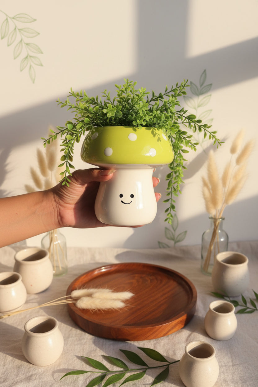 Happy Shroom Ceramic Planters 🍄🌈( Set of 1 )