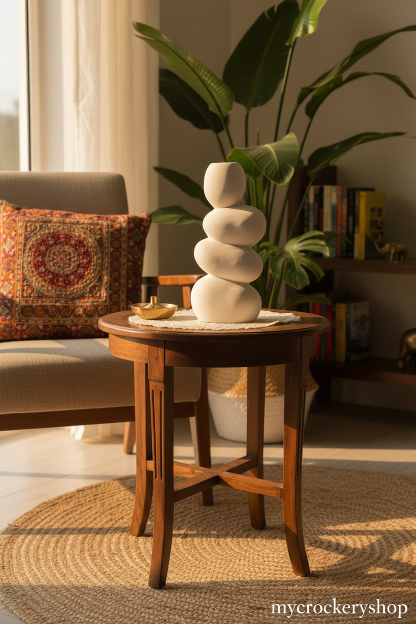The "Zenith" Stacked Stone Ceramic Vase