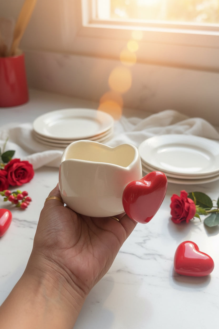Bloom Heart Mug & Flower Saucer Set ( Set of 1)