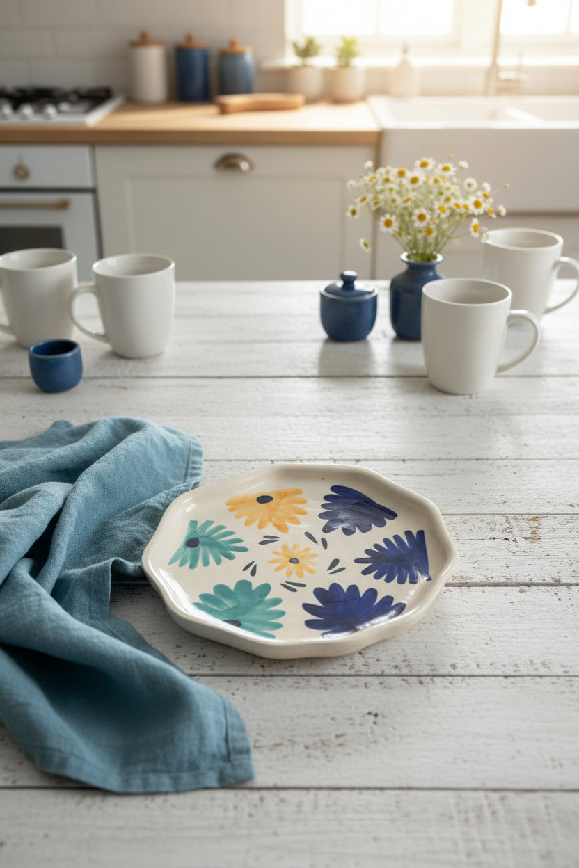 Handcrafted Ceramic Snack Plate – 7 Inch (Available in 2 Designs)

Set of 1