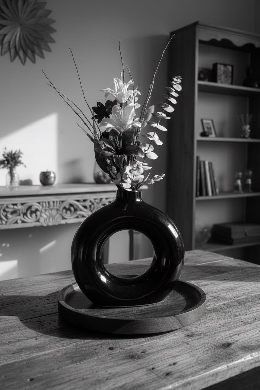 Round Aura Ceramic Vase (Set of 1)