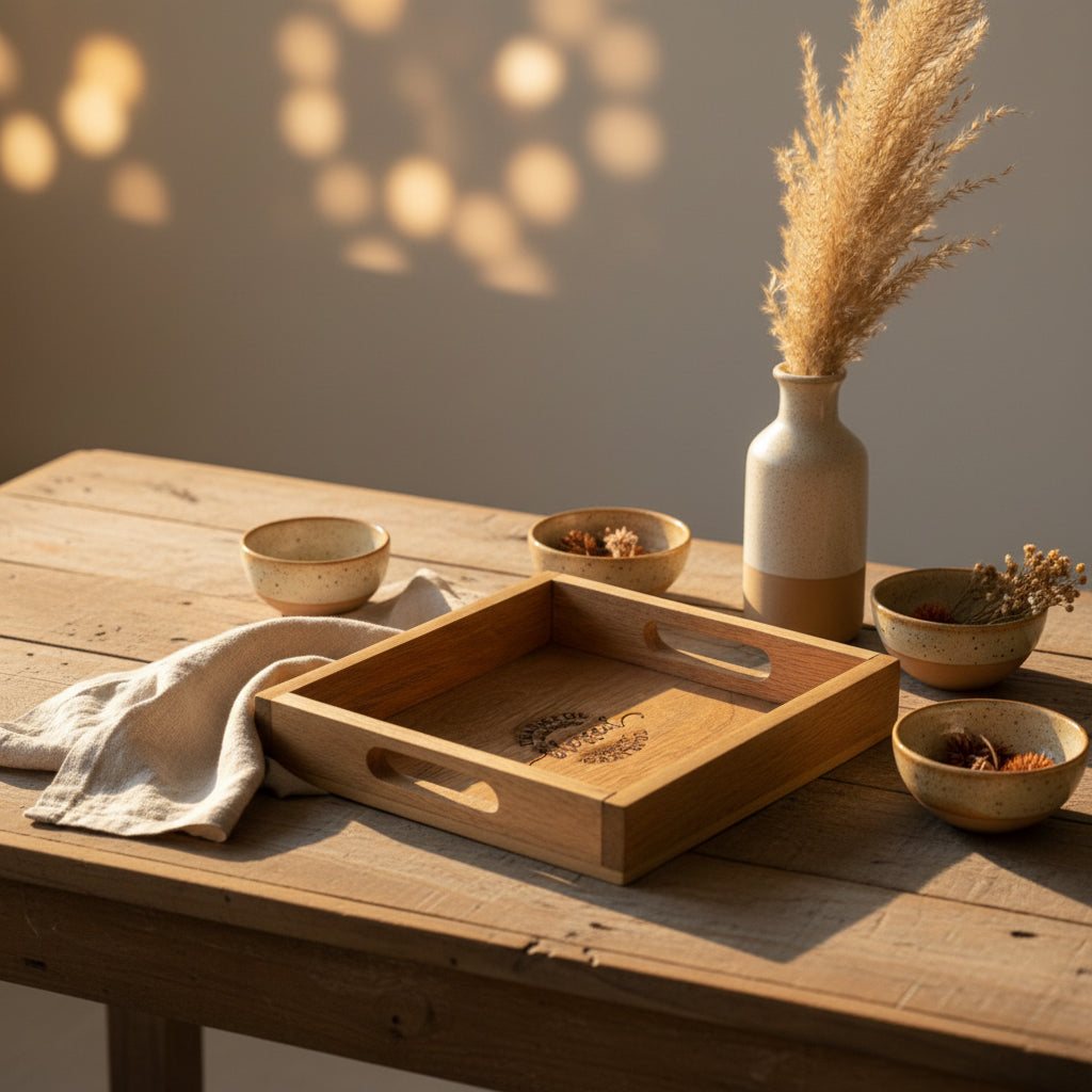 Thankful • Blessed • Grateful Wooden Tray (Set of 1)