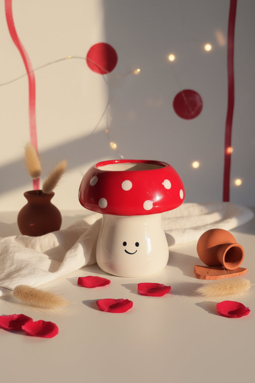 Happy Shroom Ceramic Planters 🍄🌈( Set of 1 )