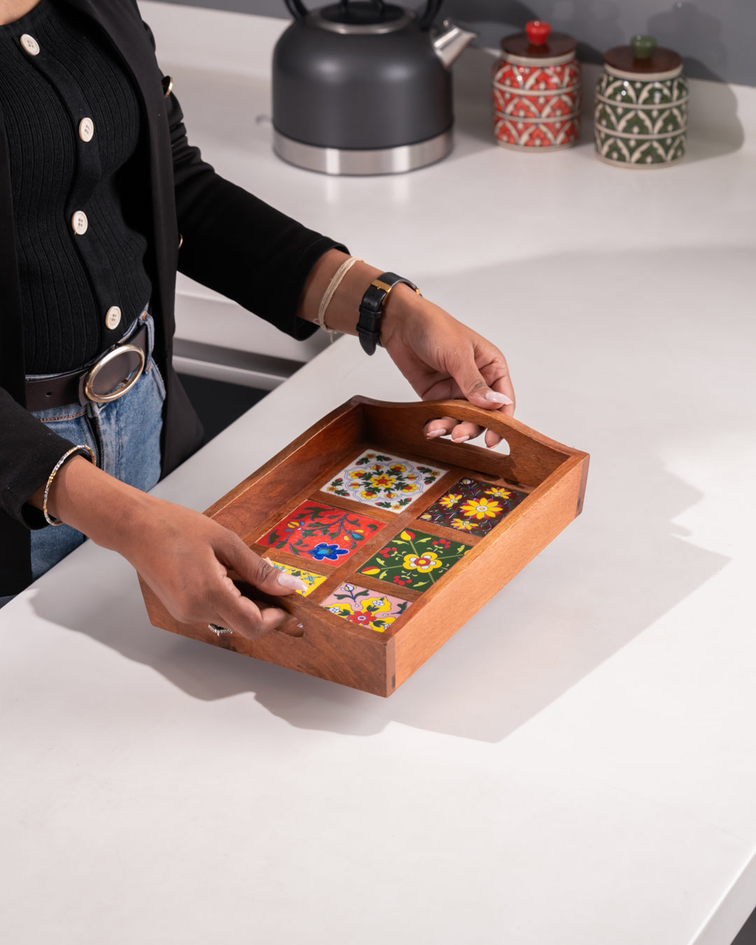 My Crockery Shop Heritage Wooden Serving Tray – Handcrafted Elegance