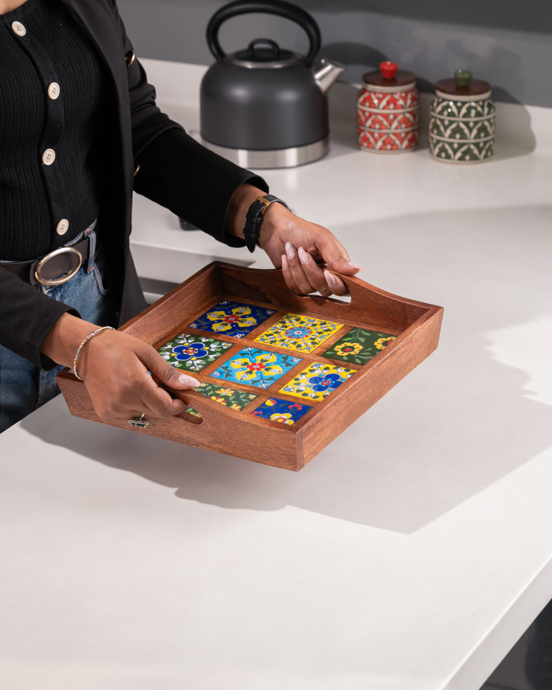 My Crockery Shop Heritage Wooden Serving Tray – Handcrafted Elegance