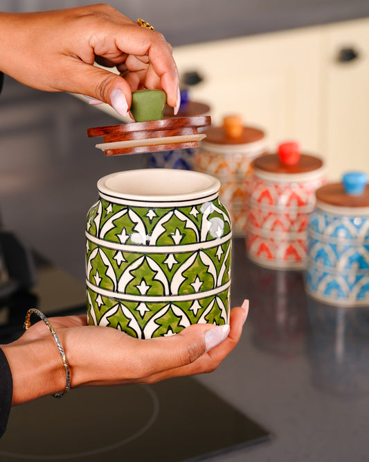 My Crockery Shop Royal Mughal Hand painted Ceramic Storage Jar - 500ml