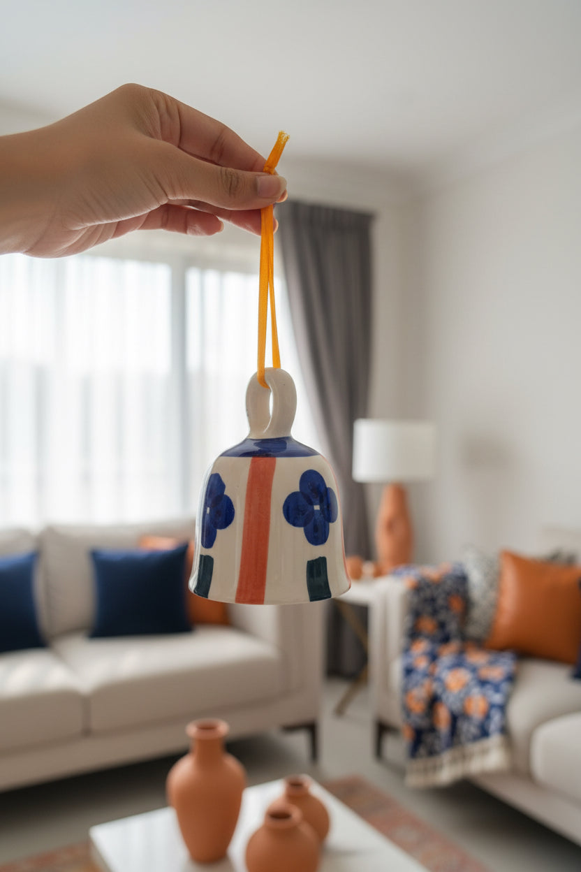 Handpainted Ceramic Hanging Bells (Set of 1)