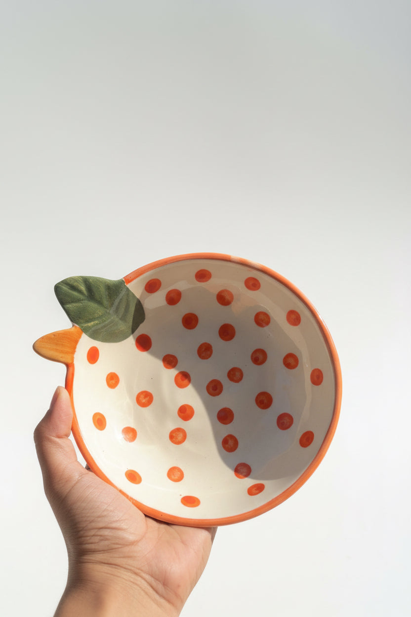 My Crockery Shop Orange and green polka bowl