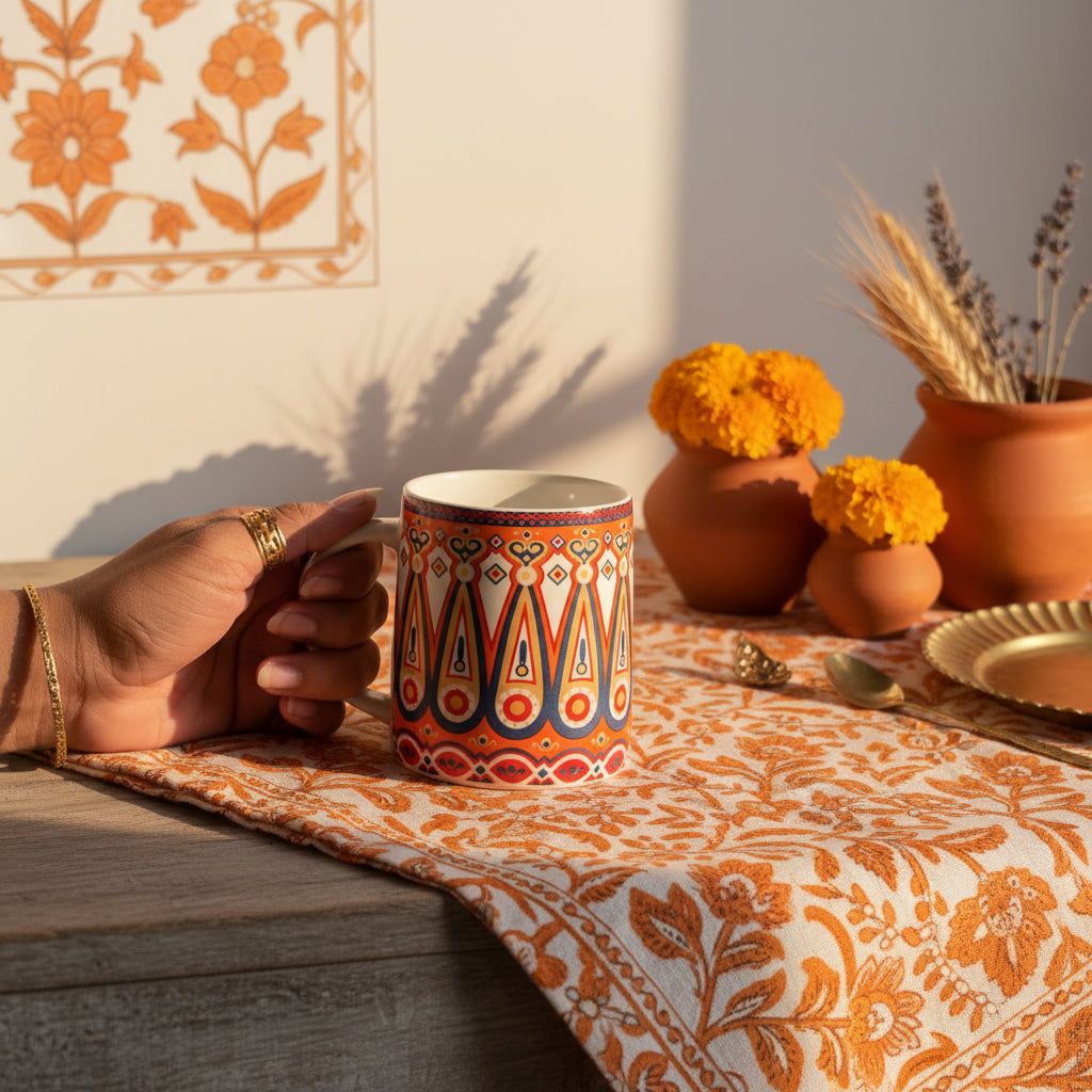 Heritage Carpet & Floral Mugs – 300 mL (Set of 1)