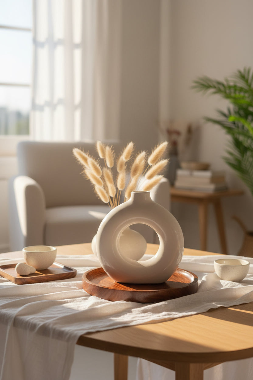 Round Aura Ceramic Vase (Set of 1)