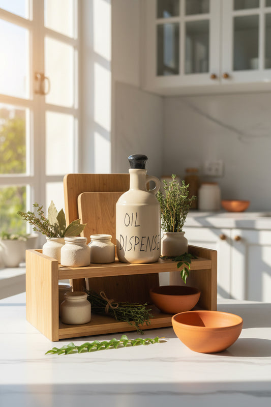 Classic White Ceramic Oil Dispenser Bottle – 1000 mL