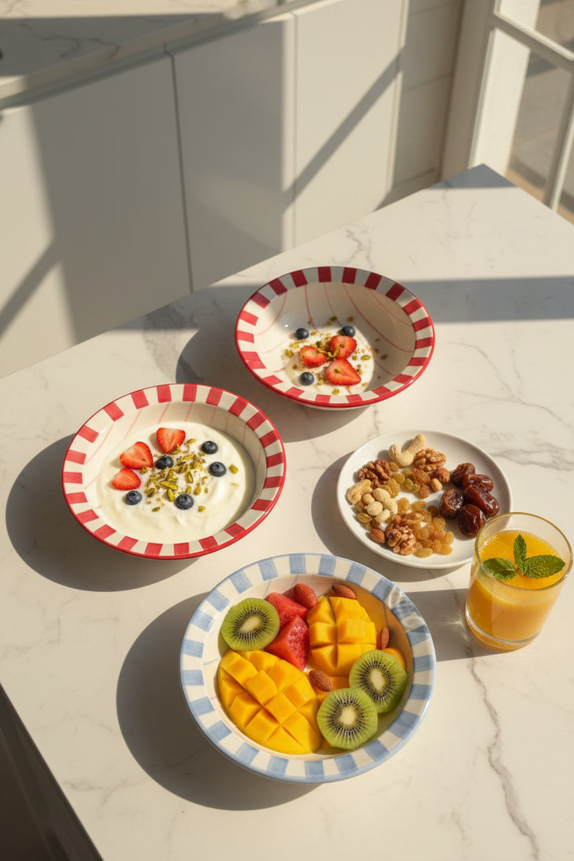 Strawberry and Blue cherry pasta plate