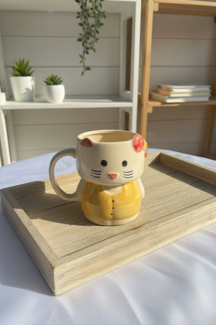 Handcrafted Kitten Stoneware Mug | 350 ml | Available in 3 Adorable Designs / Single pc
