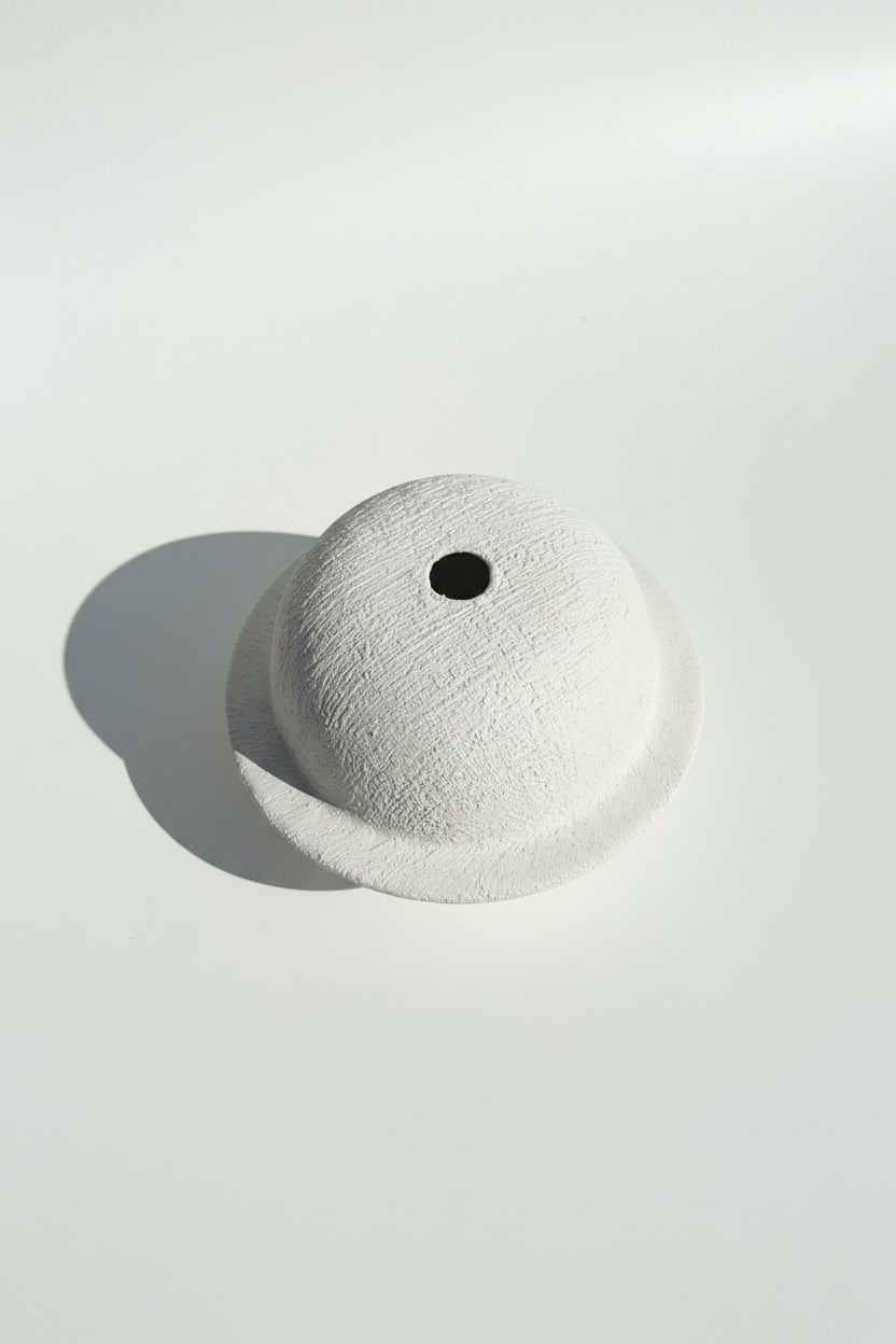 The "Saturn" Textured Matte Ceramic Ring Vase