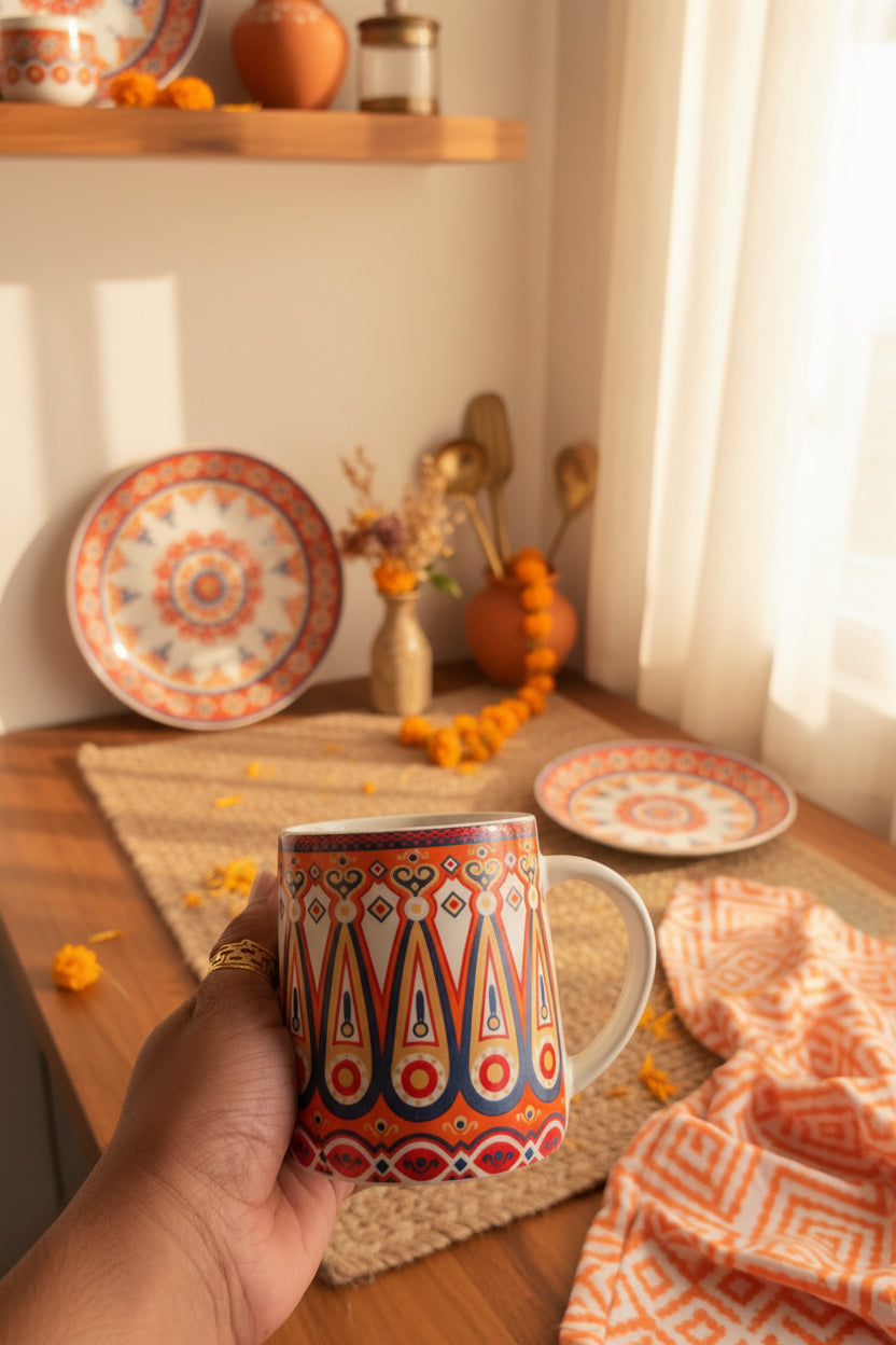Heritage Carpet & Floral Mugs – 300 mL (Set of 1)