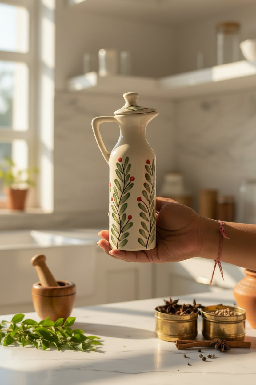 Handcrafted Ceramic Oil Dispenser – 350 mL