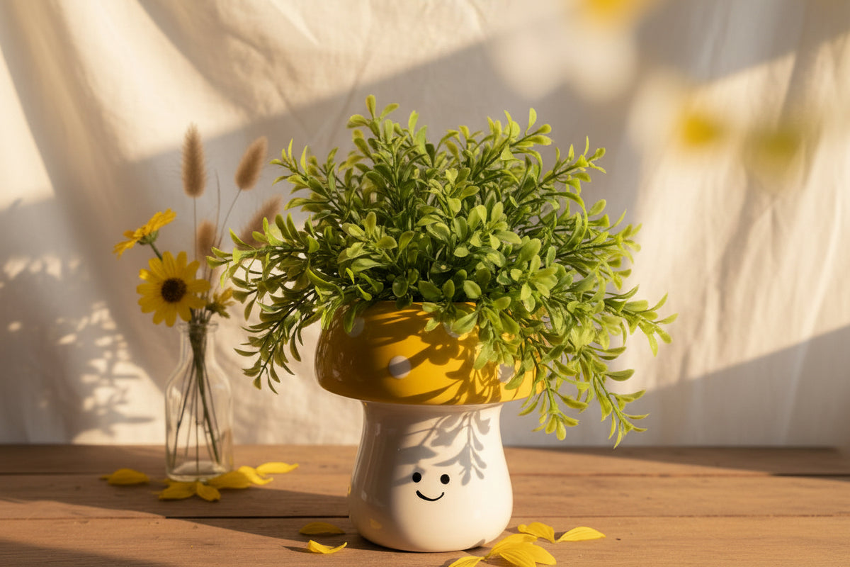 Happy Shroom Ceramic Planters 🍄🌈( Set of 1 )