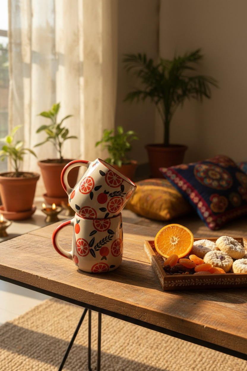 Sunny citrus ceramic mugs