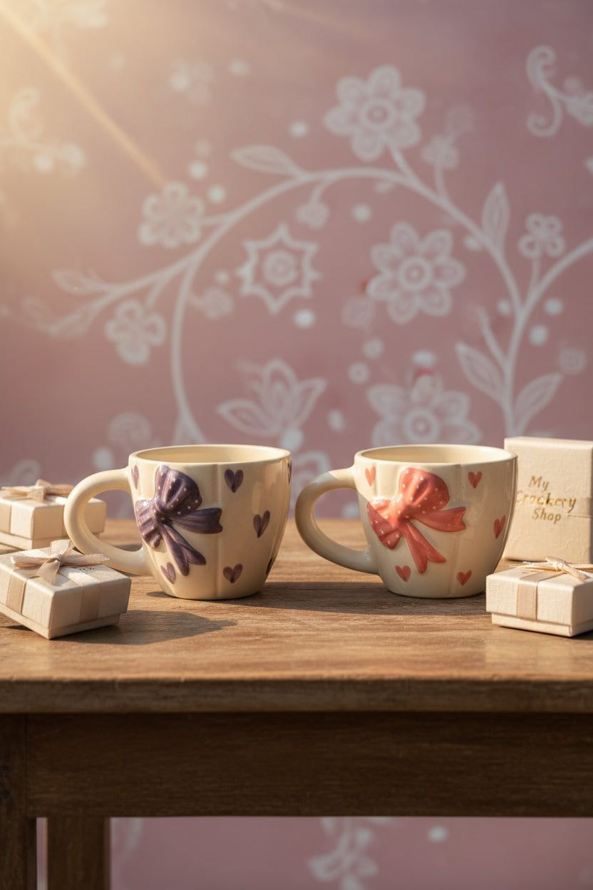 Sweetheart Bow Ceramic Mug – 220 mL